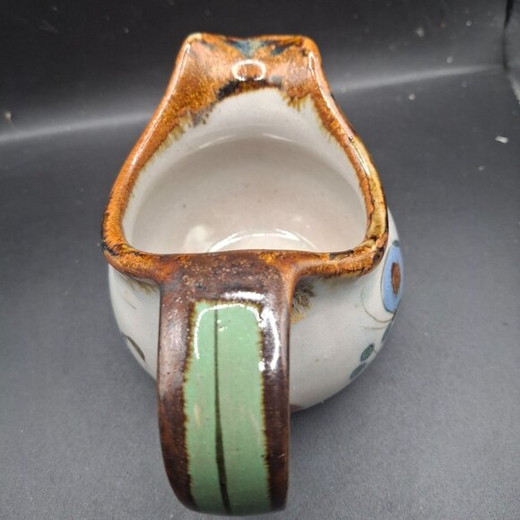 Vintage Ken Edwards Mexican Pottery Creamer With Hand-Painted Bird Floral Design - Picture 4 of 7